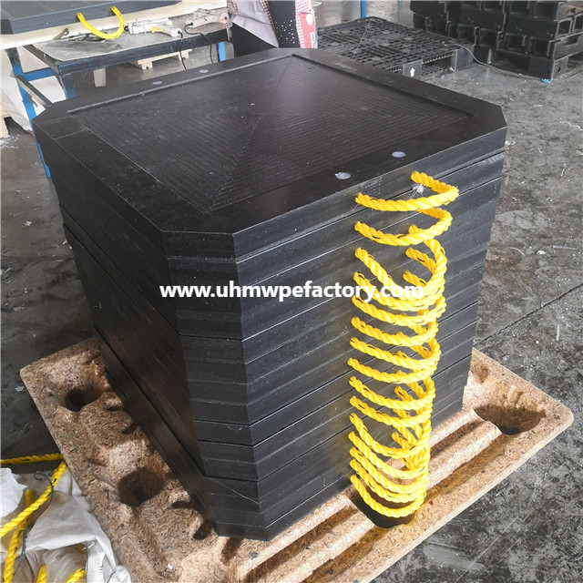 Cojín de soporte de grúa PE negro de 600x600 mm para duradero